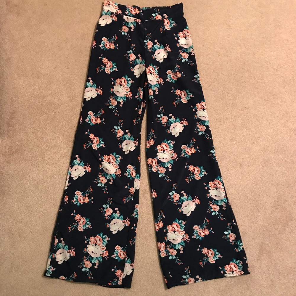 Floral Navy Blue Palazzo Pants